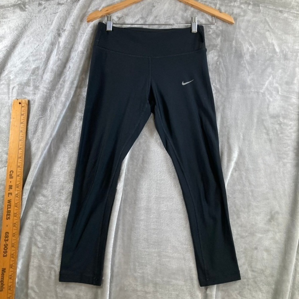 Nike Dri-FIT Women S Black Running Leggings Compression Perforated Zip Pocket